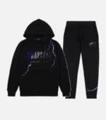 Trapstar Chenille Decoded Tracksuit in Black, matching set with chenille patch detailing