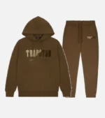 Trapstar Tracksuit Australia – Chenille Decoded Tracksuit in Brown with raised chenille patch detail
