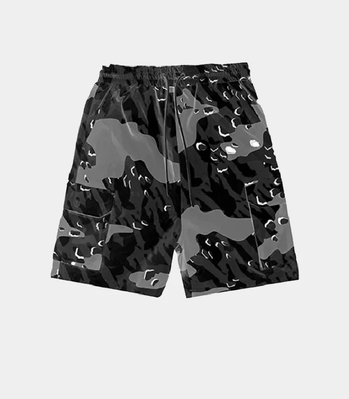 Trapstar-Decoded-Camo-Shorts-Black Trapstar Shorts Australia – Decoded Camo Shorts in Black with camo print detailing
