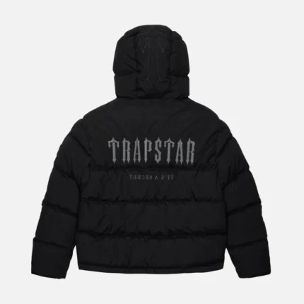 Trapstar Jacket Australia – Decoded Quilted Jacket With Hood in Black, quilted detailing