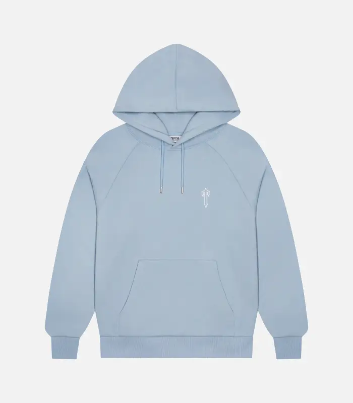 Trapstar-Foundation-Hoodie-Light-Blue Trapstar Foundation Hoodie in Light Blue, relaxed fit streetwear hoodie