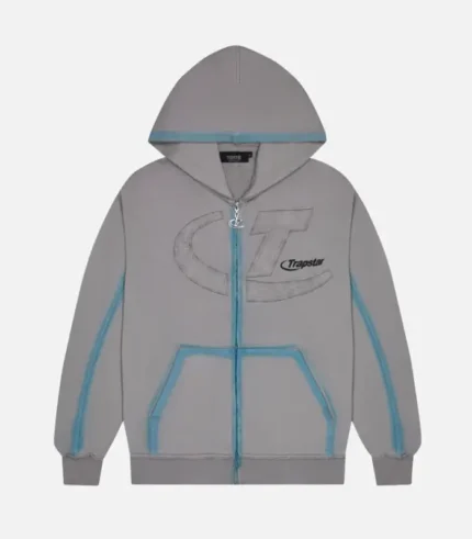 Trapstar Hyperdrive Hoodie in Grey, relaxed fit streetwear hoodie