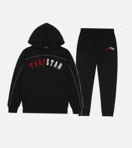 Trapstar Tracksuit Australia – Irongate Chenille Arch Tracksuit in Black with raised chenille detail