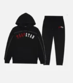 Trapstar Tracksuit Australia – Irongate Arch Chenille Tracksuit in Black with raised chenille detail