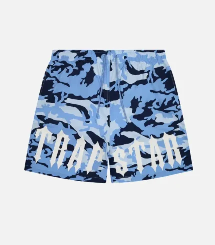 Trapstar Shorts Australia – Irongate Shorts in Blue Camouflage with arch detailing