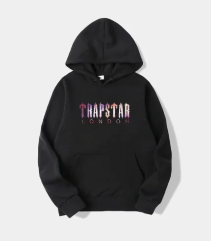 Trapstar London Galaxy Hoodie in Black, relaxed fit streetwear hoodie with graphic detailing