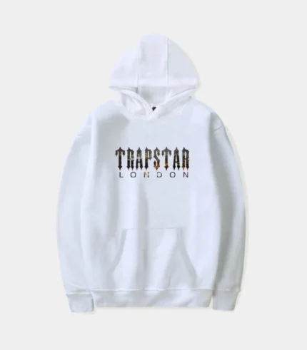 Trapstar London Galaxy Hoodie in White, relaxed fit streetwear hoodie with graphic print