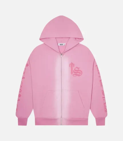 Trapstar Script Spray Hoodie in Blue, relaxed fit with graffiti-style print