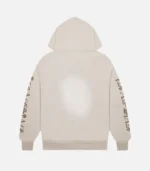 Trapstar Script Spray Hoodie in Sand, relaxed fit with muted graffiti print