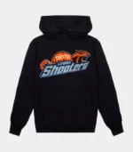 Trapstar Shooters Chenille Hoodie in Black, relaxed fit streetwear hoodie with chenille patch detailing