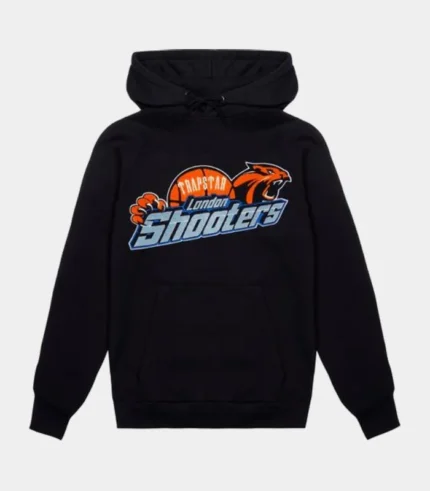 Trapstar Shooters Chenille Hoodie in Black, relaxed fit streetwear hoodie with chenille patch detailing