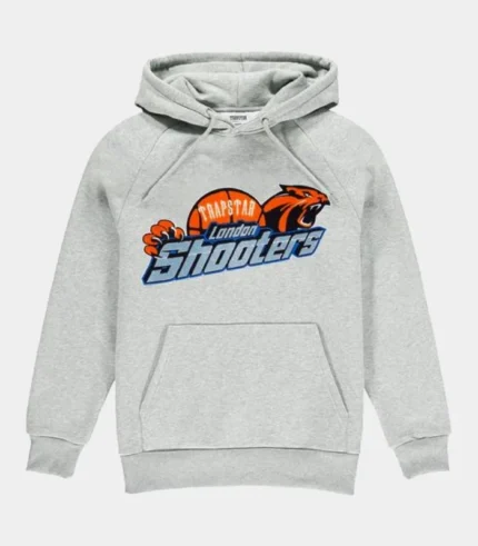 Trapstar Shooters Chenille Hoodie in Gray, relaxed fit streetwear hoodie with chenille patch detailing
