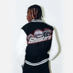 Trapstar Jacket Australia – Shooters College Jacket in Black, varsity detail