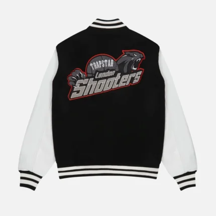 Trapstar Jacket Australia – Shooters College Jacket in Black with varsity-style detailing