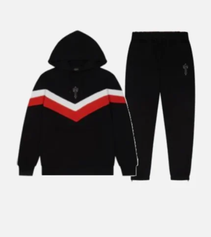 Trapstar Tracksuit Australia – V-Stripe Tracksuit in Black with signature stripe detailing