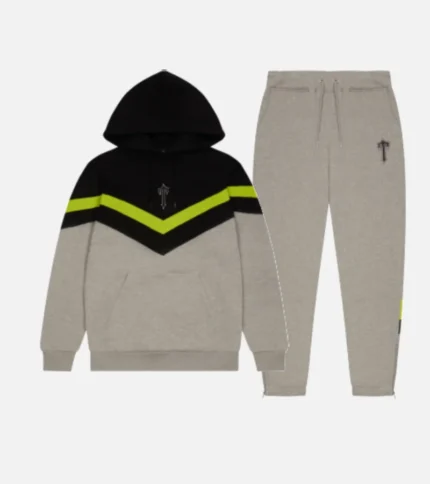 Trapstar Tracksuit Australia – V-Stripe Tracksuit in Gray with signature stripe detailing