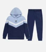 Trapstar Tracksuit Australia – V-Stripe Tracksuit in Navy Blue with signature stripe detailing